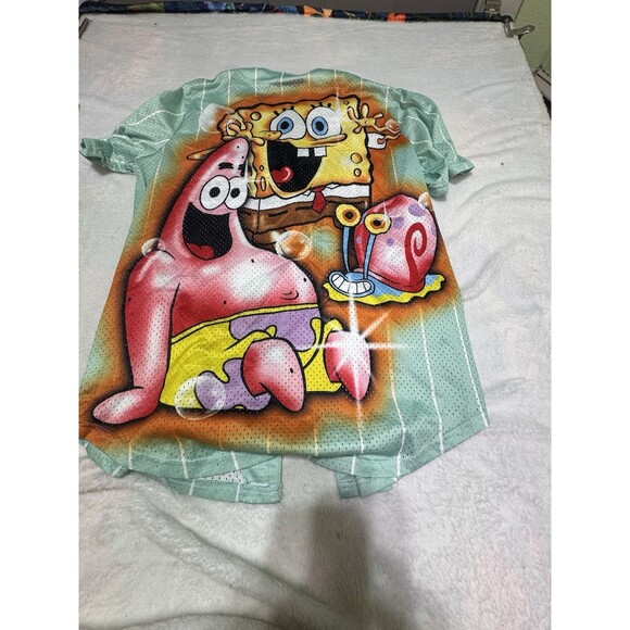 SpongeBob SquarePants Nickelodeon #99 Baseball Jersey Teal Blue •‎ Medium - Picture 6 of 8